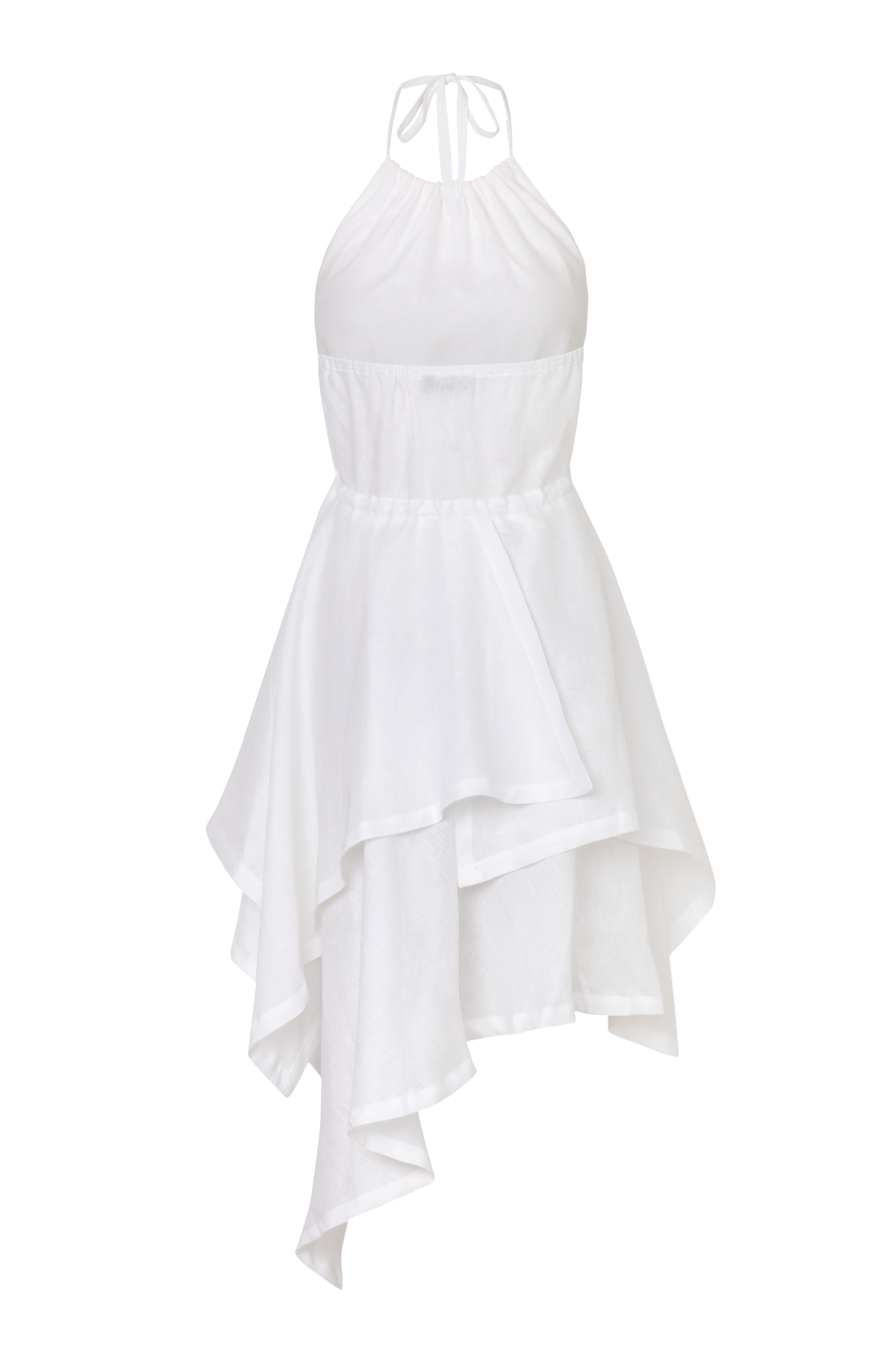 vestido halter lino corto